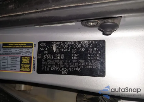 2014 Kia Sportage Lx z USA, uszkodzony, nr VIN KNDPBCAC5E7642795